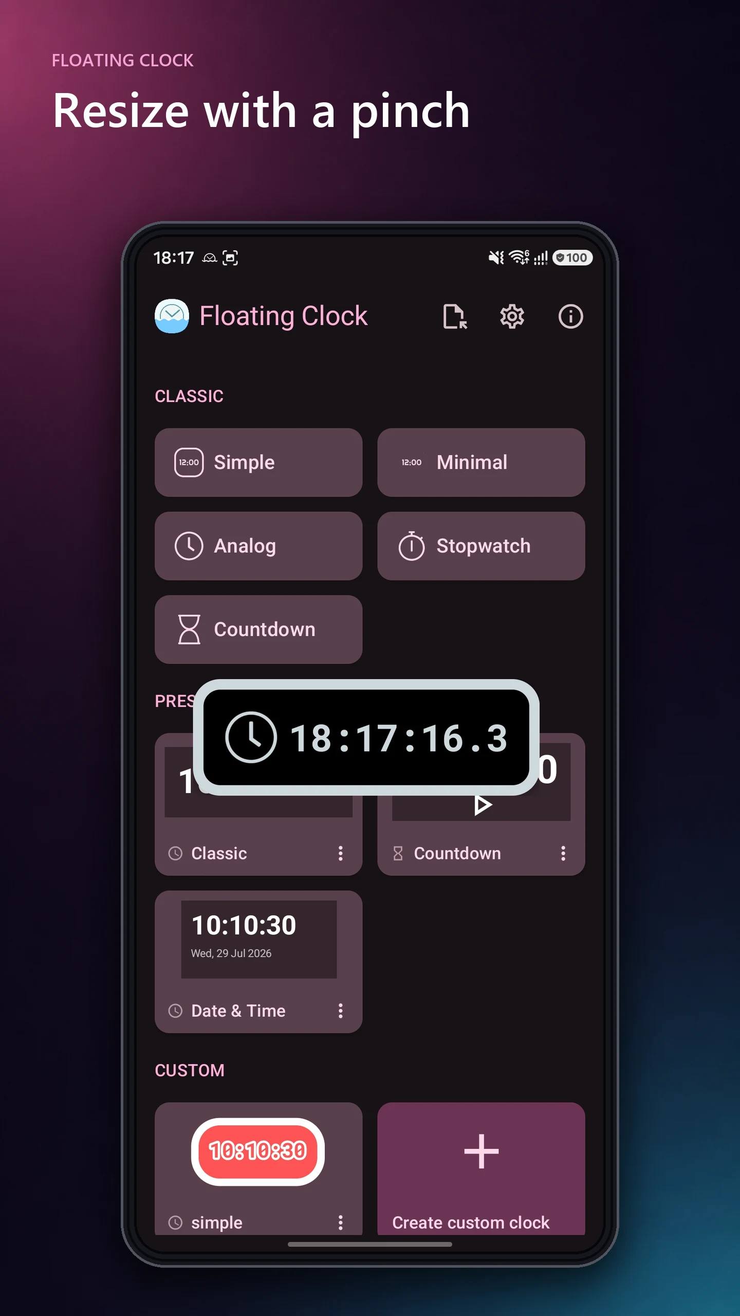 Floating Clock screenshot