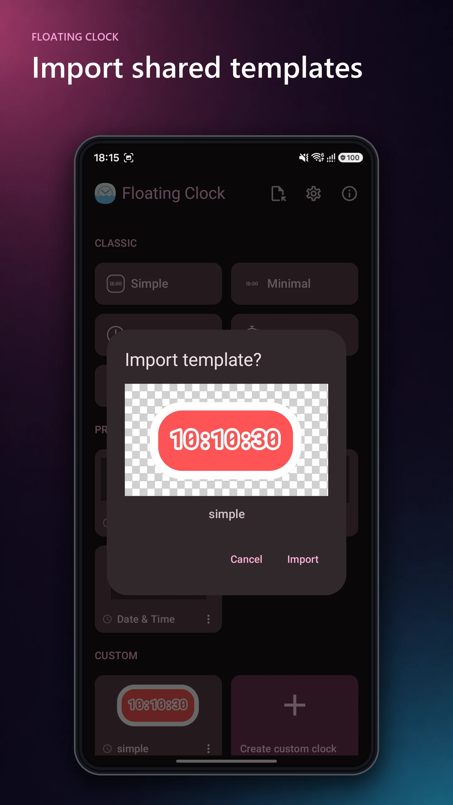 Floating Clock screenshot
